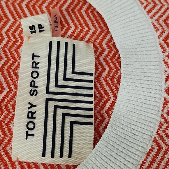 Tory Burch Sport Sleeveless Knit Top Orange White Chevron Size XS - Picture 9 of 17